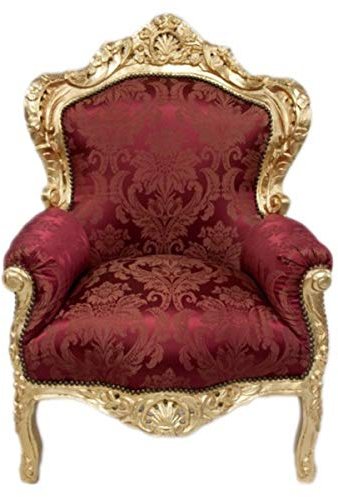 Casa Padrino Barock Sessel 'King' Bordeaux Muster/Gold Mod2 - Möbel Antik Stil