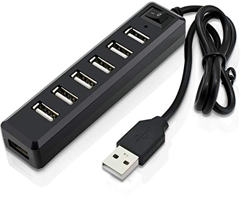 Aussel Premium 7 Ports USB Hub Erweiterung High Speed USB 2.0 Multi USB Hub Splitter Switch Lead Adapterkabel Für PS3, Xbox, Wii, PC, MAC, Laptop, NoteBook, Mac Book, NetBook, Tablet, Tab, unterstützt Windows Vista / 7 / Mac