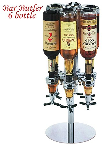 Bakaji Porte-bouteilles, doseur de table pour bières et alcools, 6 places, structure en aluminium, base ronde, pour bar