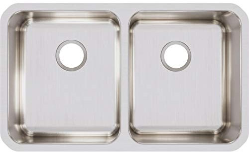 Elkay Lustertone ELUH3118 Equal Double Bowl Undermount Stainless Steel Kitchen Sink