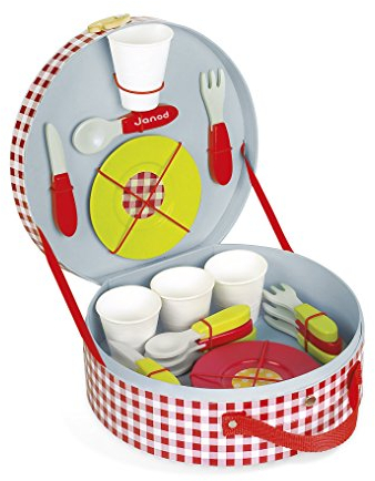 Janod J06524 - Picknick-Koffer Mit Zubehör (Inhalt 21 teile)