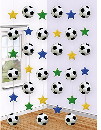 6-teilige Decken-Dekoration * FUSSBALL * für WM, EM oder eine Fußball-Party // Deko hängend Kinder