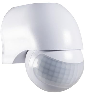 Détecteur de Mouvement Infrarouge Blanc, IP44,portée 12m, Angle Detect. 180°, Garantie 5 Ans - Tibelec