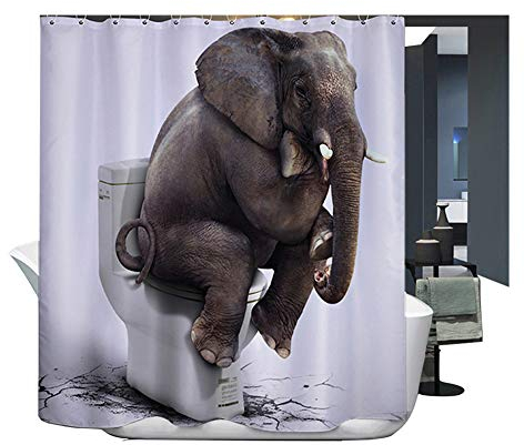 Harson & Jane Digitaldruck-Vorhang für die Dusche, Duschvorhang, wasserdicht und schimmelfrei, 180 x 180, 180 x 200, Textil, elefant, 180*200