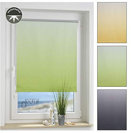 ourdeco® Mini-Rollo mit Thermobeschichtung und Farbverlauf / 90 x 150 cm grün (Breite x Höhe) / lichtundurchlässig, verdunkelnd