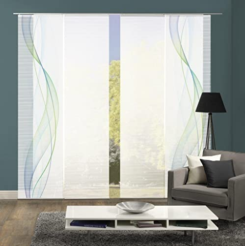 VISION S Schiebegardine Heights halbtransparent Bambusoptik 260x60 cm Blau-Grün