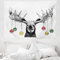 ABAKUHAUS Elche Wandteppich, Weihnachten Tier Xmas Ornamente Kugeln hängen von Hörnern lustig Noel Skizze Kunst, aus Weiches Mikrofaser Stoff Wand Dekoration Für Schlafzimmer, 150 x 110 cm, Grau Weiß