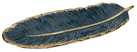 VOSAREA Ceramic Tray Banana Leaf Shaped Dish Tray Decorative Snack Plate Serving Platter for Restaurant Home Hotels