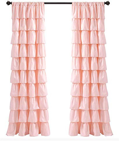 Lush Decor, Blush Rüschen Fenstervorhang Shabby Chic Landhaus Stil Panel für Wohnzimmer, Esszimmer, Schlafzimmer (Einzel), 213,4 cm x 50 l