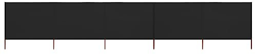vidaXL Paravent 5 Panneaux Ecran de Plage Anti-Vent Abri de Plage Pare-Vue Coupe-Vent Camping Jardin Pliable Extérieur Tissu 600x160 cm Noir