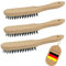 Novatool 3X Drahtbürsten I 6-reihig I 27 cm lang I mit Holzgriff I Bremssattelbürsten Grill Drahtbürsten Kratzbürsten Metallbürsten Handdrahtbürsten Set Grillbürste Grillzubehör