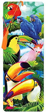 3D LiveLife Lesezeichen - Tukan-Paradies von Deluxebase. Ein Vogel-Lesezeichen mit linsenförmigen 3D-Kunstwerken, lizenziert von dem bekannten Künstler Michael Searle