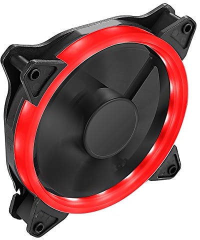CiT Red Ring PC Cooling Fan 120mm, Fan Speed: 1200RPM, Hydraulic Bearing, 16pcs LEDs, 7 Blades, 3 Pin Or 4 Pin Power, High Performing, Easy Compatibility & Reliable Fan For Computer Cases | Black