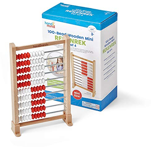 Learning Resources Mini-Rechenrahmen mit 100 Perlen, Set mit 25 Stück, Abakus, Mathematik-Abakus für Kinder, Holz zählen Anschauungsmaterial Mathematik, Perlen zum Zählen für Mathematik im Kindesalter