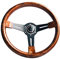 35cm 14 Zoll Holzlenkrad,MoreChioce Universal 6 Loch Auto Lenkrad Retro Rennen Lenkrad Schwarz Schlitz 3 Speichen Sportlenkrad mit Hupenknopf Kit