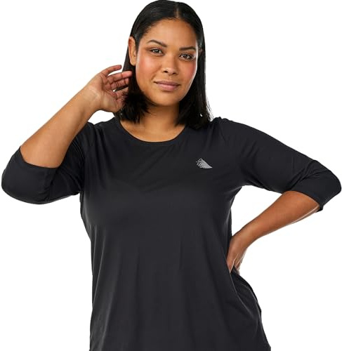 Zizzi Active Sportshirt Damen große Größen - 3/4 Arm, Rundhals, locker | Funktionsshirt aus 88% Polyester und 12% Elastan, elastisch und atmungsaktiv, ideal für Training, Yoga und Alltag