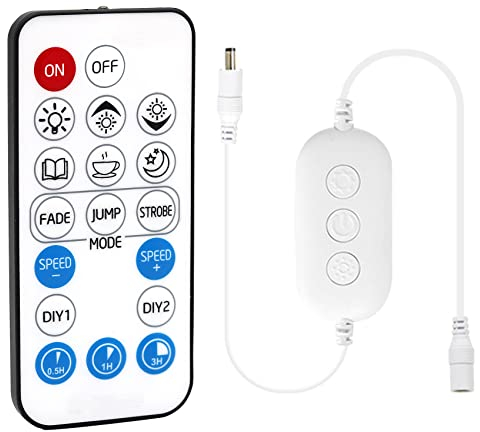 PAUTIX Atenuador Remoto RF para Tiras de luces LED de un Solo Color, Control Remoto Inalámbrico de 18teclas DC5-24V para Tira de LED 3528/2835/5050