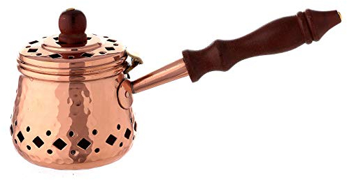Holyart Poêlon encens cuivre martelé Bois