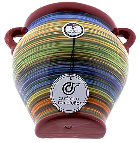 Jardinière en céramique pour suspendre un pot de fleurs mural, modèle D95, 100 % décorée à la main, 23 x 20 x 23 cm