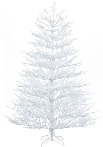 WeRChristmas 6ft Pre-Lit Arctic Ice Twig Christmas Tree | 240 Bright White LED Lights, 833 Mixed PE & PVC Tips, Heavy Snow Flock Finish, 128cm Diameter, 1.8m Tree