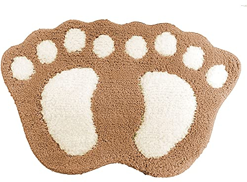 G-LIKE Badezimmer Teppich Fußmatte Badematte - Niedliche Pfote Füsse Toilette Dusche WC Boden rutschfest Türmatte Badvorleger Wasser Absorbierend Schnell Trocknend Waschbar – 48 x 67cm (Khaki)