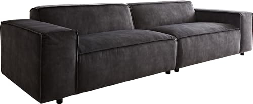 DELIFE XXL-Sofa Tenso Velour Anthrazit 286x105 cm Big-Sofa