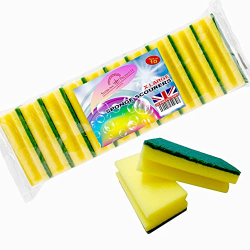 STERLING PRODUCTS Absorbent Kitchen Dishes Washing Up Sponges, Foam, Standard, Pack of 10 Extra Large