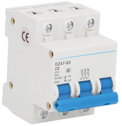 Elektrischer Leistungsschalter Leitungsschutzschalter DIN-Schienenmontage DZ47-63 C6 3P 6000A 400V 6A