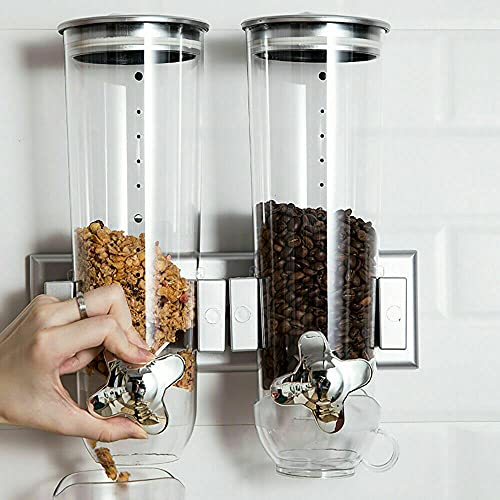 JAYEUW Doppelt Wand-Getreidespender Wandmontage Cornflakes Kornflakes Süßigkeiten-Getreide-Reis-Spender Müslispender 3L Behälter