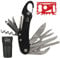 DIY TECH UK - 13 in 1 Pocket Multi Tool with UK Legal Folding Knife + Mini Multitool with Scissors, Corkscrew, Saw, Tin Opener, Screwdriver, Carabiner - Black - with Pouch