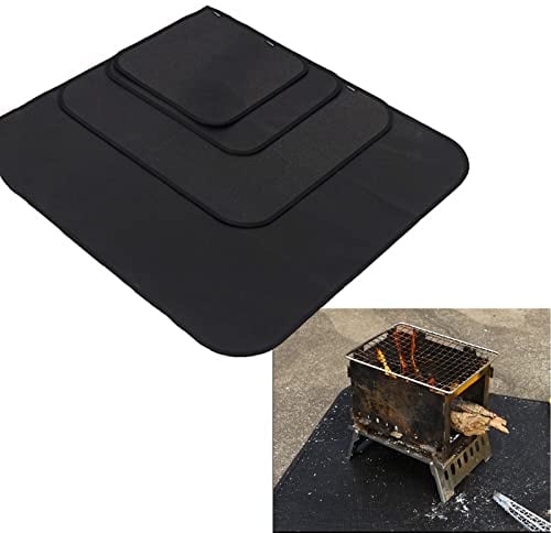Tappetino per braciere, 45 * 37CM Stuoia Ignifugo Stuoia per sotto la griglia, protegge patio terrazza erba da incendio, Tappeto per Pozzo del Fuoco per Falò Barbecue Smokier Grill a Carbone, Nero-M