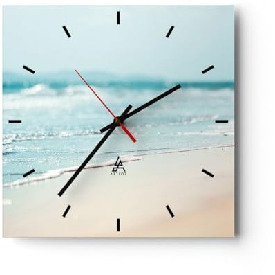 ARTTOR Moderne Glasuhr 30x30cm Quadrat Wanduhr Landschaften Maritim - 5084