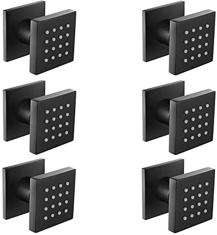 ENKI MP014 Square Body Jet, Black, Massage Spray | Solid Brass, Anti-Limescale Nozzles, 1-Year Guarantee, Wall Mounted, Wet Room, Bathroom