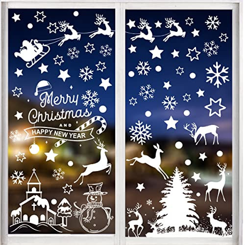 166 Stück Weihnachtsfensteraufkleber,Weihnachts Aufkleber Fenster,Fenstersticker Schneeflocken,Fensteraufkleber Weihnachten Wiederverwendbar,Fensterbilder Winter