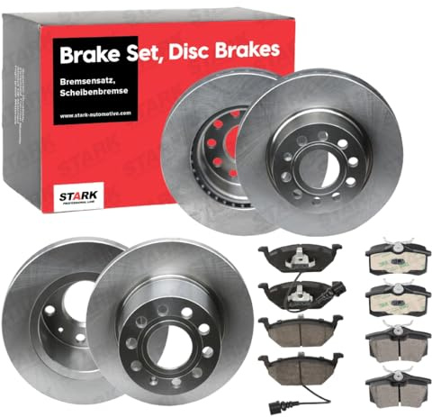 STARK Bremsen Satz Vorne Hinten 280 253mm Bremsscheiben und Beläge Komplett für VW Golf V Schrägheck (1K1) GOLF VI (5K1) GOLF PLUS (5M1, 521) Caddy III Kombi (2KB, 2KJ, 2CB, 2CJ) Golf VI Variant (AJ5)