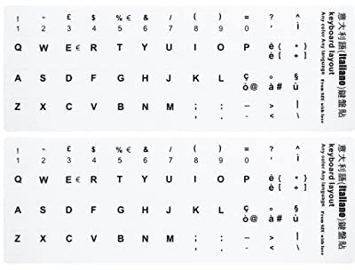 2PCS Adesivi Universali per Tastiera Italiano, Adesivi di Ricambio per Tastiera per Computer Portatile, Tastiera per Desktop, Notebook, Tastiera, Adesivo con Alfabeto