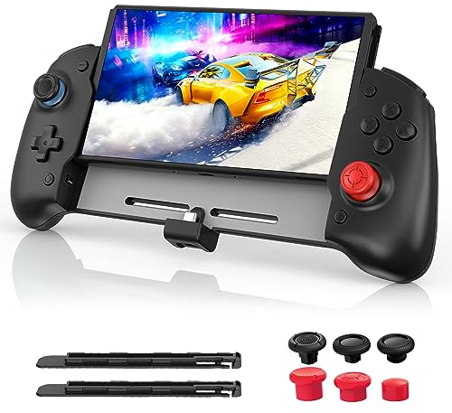 NexiGo Gripcon, Controlador Mejorado para Nintendo Switch/Switch OLED para Modo Portátil, Controlador Ergonómico con Giroscopio de 6 Ejes, Negro