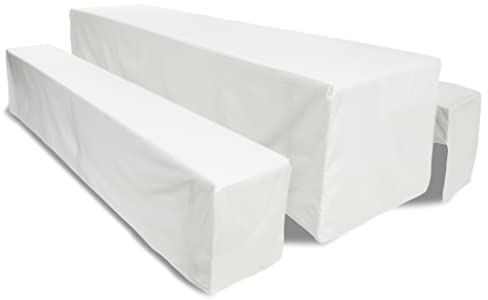 Bierbank Hussen 3tlg, 2 Bierbankauflagen und 1 Tisch, 50% Polyester, Baumwolle Bierzeltgarnitur, BiertischHussen Set, Bierzeltgarnitur Auflage Blickdicht maschinenwaschbar - weiß (220 x 70 x 42 CM)