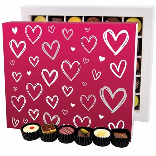 Hallingers Genuss Manufaktur Pralinen Valentinstagsgeschenk - ohne Alkohol, handmade aus Confiserie-Edelkakao in wertiger XXL-Geschenkbox Love Pink, Valentintstag für Frauen Freundin