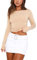 Women's Basic Long Sleeve Slim Fit Crop T Shirt Top Y2K Tops TikTok Crop Top Club Party E-Girls Streetwear(Apricot-a, S)
