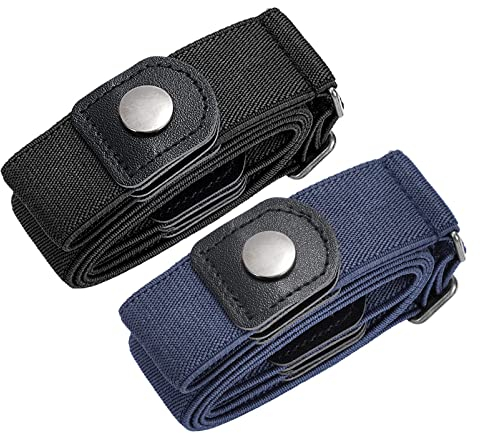 SUOSDEY 2er Pack Elastischer Gürtel Damen, Unsichtbarer Stretchgürtel für Jeans Hosen, Justierbar in Schwarz und Blau