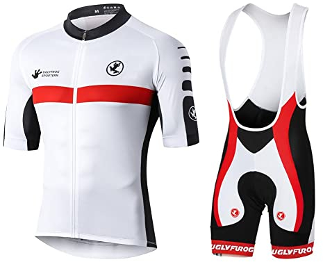 UGLY FROG Rennrad Trikot Herren Set,Atmungsaktiv Und Schnelltrocknend Herren-Radtrikot Radhosen Für Männer Mit 20D-Gel-Pads L