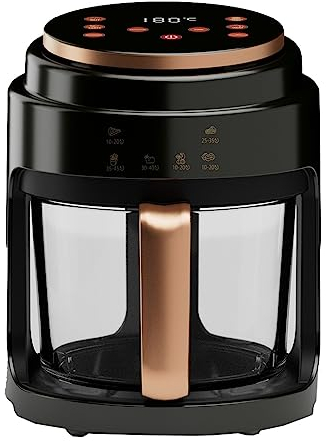 Friteuse À Air Chaud 4l Airfryer Friteuse Sans Huile Pour Des Repas Sains, Rapides Et Sans Huile. Panier En Verre Borosilicaté Facile À Nettoyer, Commandes Numériques Tactiles ( Color : /Black )