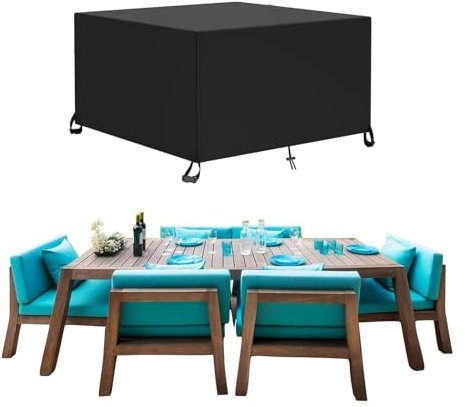 Bache Protection Table de Jardin Exterieur 100x100x85cm Housses Pour Tables de Jardin, Résistant au Vent 600D Oxford Tissu Imperméable Housse Salon de Jardin Protection pour Tous Les Temps