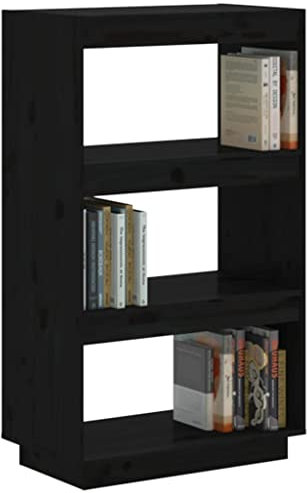 Natulvd Schmales Bücherregal/Beistellmöbel/Bücherschrank aus Holz, Bücherregal, 60 x 35 cm, freistehend, Aufbewahrung, Organizer, Schrank für Wohnzimmer, Schlafzimmer, Schwarz, 3 Etagen