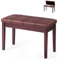 OFFICEJOY Piano Bench, Solid Wood Keyboard Bench w/Storage Compartment, Exquisite Leg & Thick Cushion, Classical Elegant Piano Stool Duet Seat for Home, 14’’ D x 29.5’’ W x 19.5’’ H (Brown,Straight)