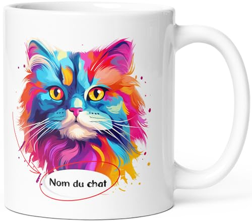 Luigi Collection Mug Chat Persan Tasse Message drôle Personnalisé Prénom. Idée Cadeau Original Ami Femme Homme Collègue Copine Enfant Race Animaux Pour Anniversaire Noël Céramique 325ml