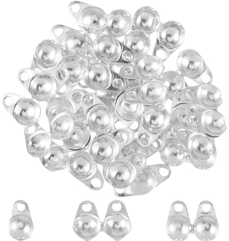 DICOSMETIC 30 pièce Embouts Perles en 925 Argent Sterling Couvre Noeuds Doubles Couvre Noeuds à Clapet Petits Embouts de Calotte Pliables pour la Fabrication de Bijoux, Trou: 1mm