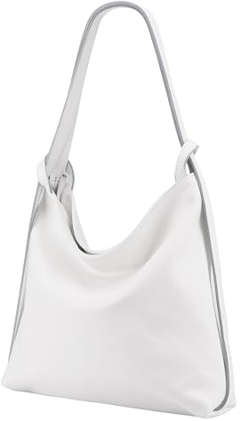 SH Leder 2in1 Handtasche Rucksack Damen Schultertasche DayPack CityRucksack aus Echt genarbt Leder (B 37cm x H 35cm) Rica G699 (Weiss)