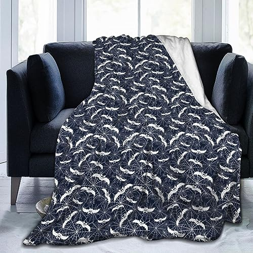 TORR Halloween-Decke mit Fledermäusen und Spinnennetz, Fleece-Überwurf, weiche Flanelldecke, Dekoration für Couch, Sofa, Geschenke, 203 x 152 cm